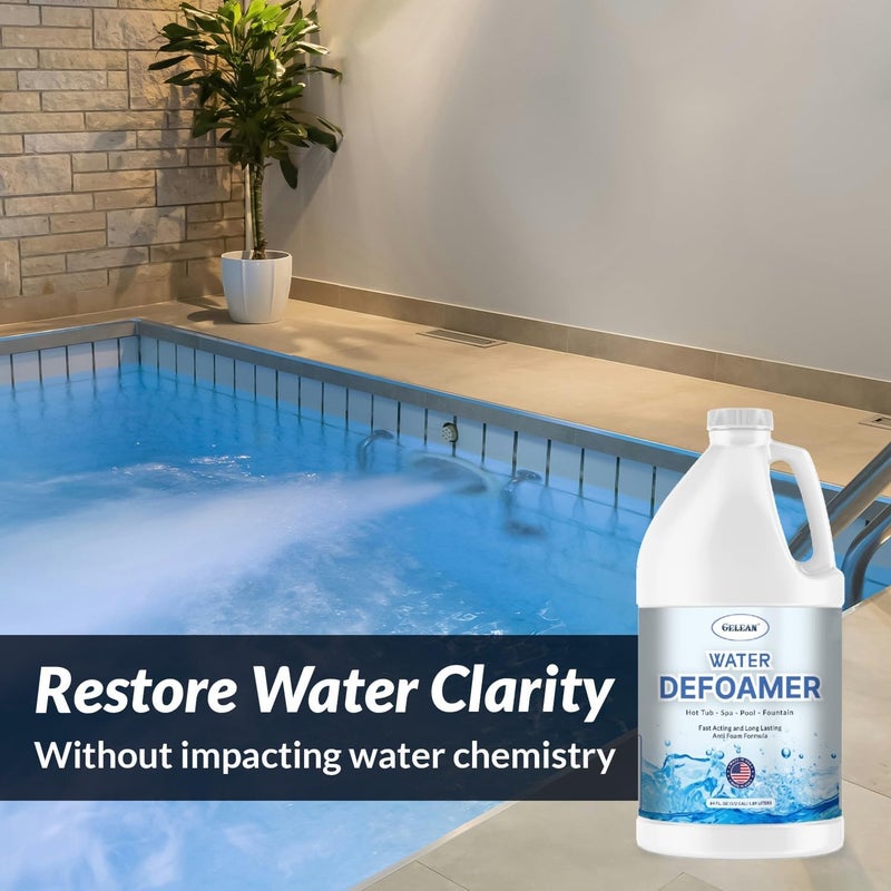 GELEAN Hot Tub Defoamer - Pool, Fountain, Spa Anti Foam Defoamer - Eco Friendly & Safe Water Anti Foam - Quickly Removes & Prevents Foam - Silicone Emulsion HotTub Chemicals Made in USA, (64 oz) - Image 2